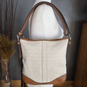 Coach Cream and Tan Shoulder / Crossbody Bag